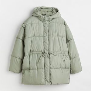 Adorable Sage Green Drawstring-waist Puffer Jacket | H&M